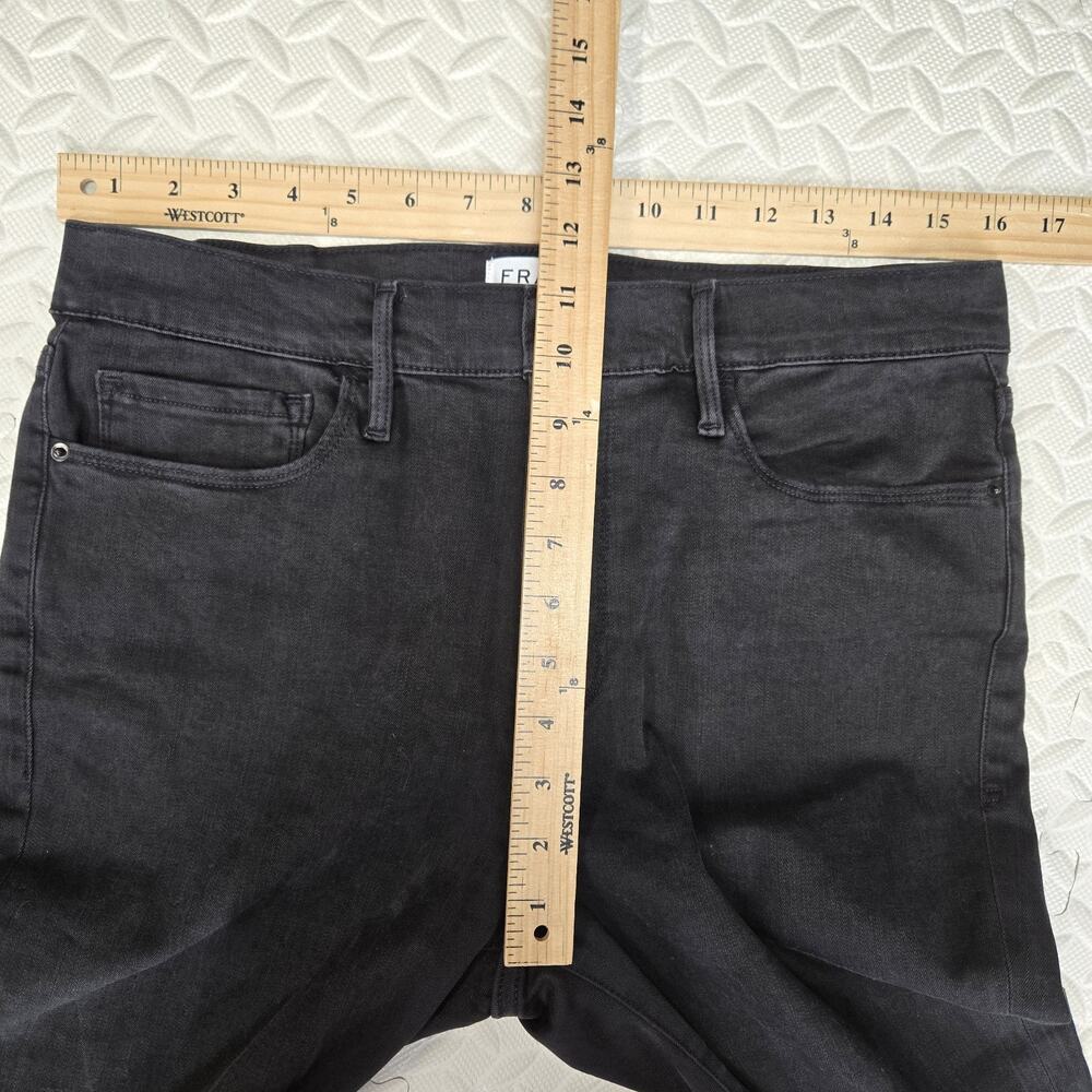 Frame Denim Jeans Womens 31 Le Crop Bell Black Flare Bellbottom Stretch Bohemian - Picture 11 of 13